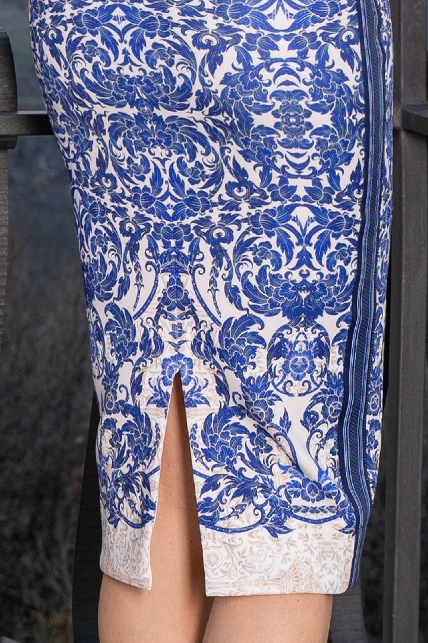 DRESS WITH DECORATIVE TRIM – ASIA SKY