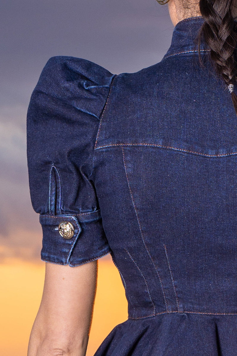 BUFFER SLEEVE DENIM BLAZER - ESSENTIALS