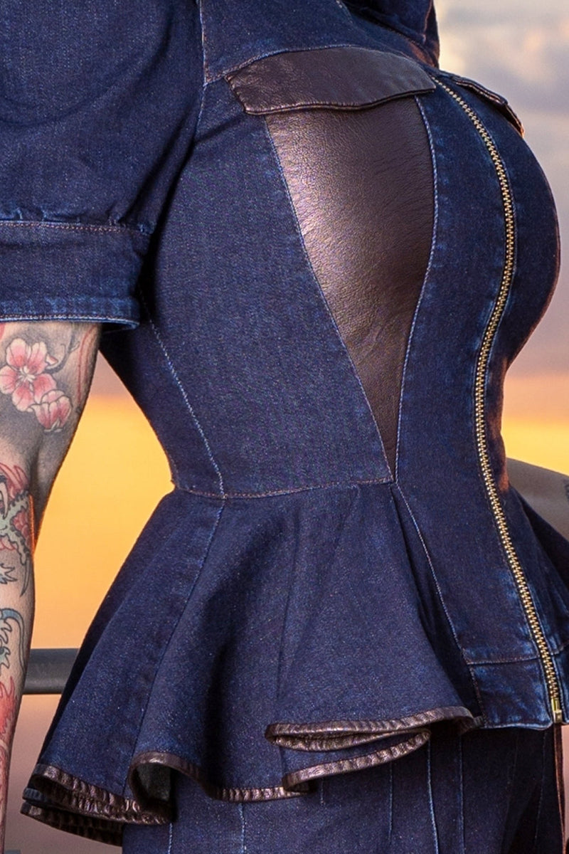 BUFFER SLEEVE DENIM BLAZER - ESSENTIALS