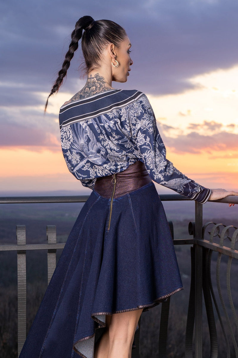 ASYMMETRIC DENIM SKIRT - ESSENTIALS