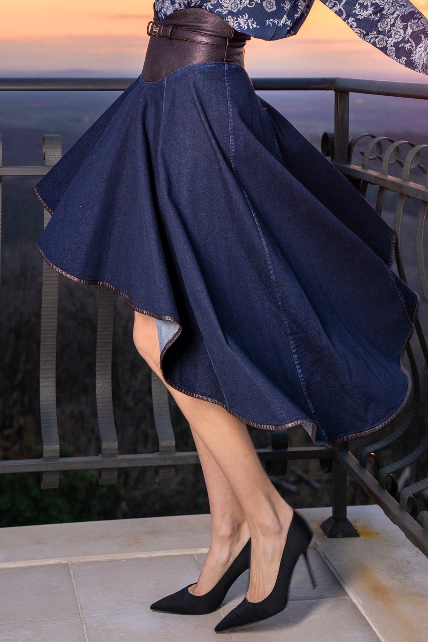ASYMMETRIC DENIM SKIRT - ESSENTIALS