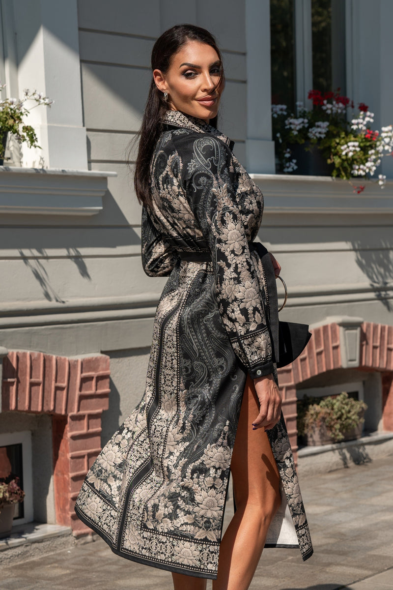 VISCOSE SHIRT DRESS WITH REMOVABLE BELT - FROZEN LOTUS JIORO РИЗО-РОКЛЯ ОТ ВИСКОЗА С ПОДВИЖЕН КОЛАН - FROZEN LOTUS JIORO