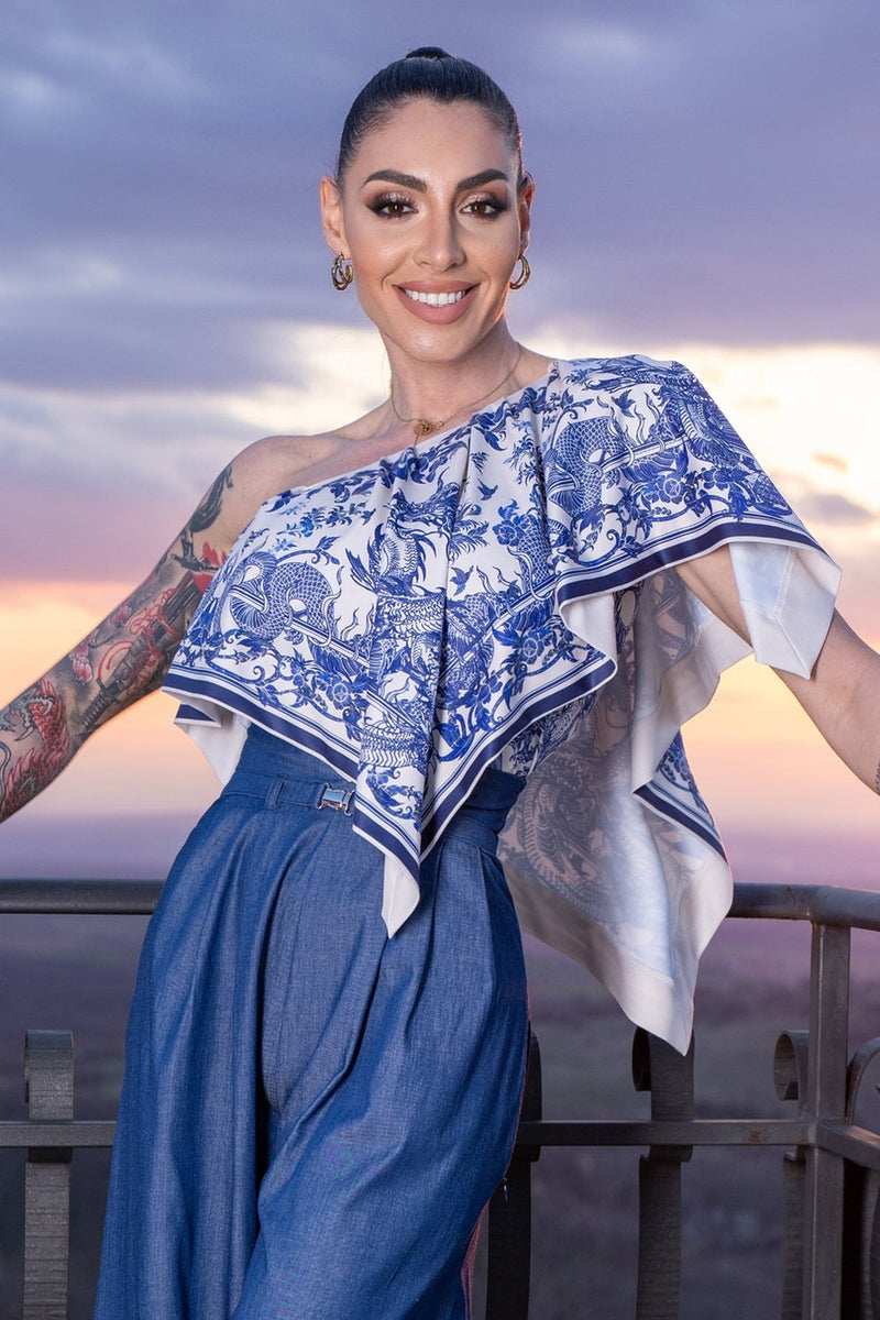 ELEGANT TOP WITH BARE SHOULDER - ASIA SKY