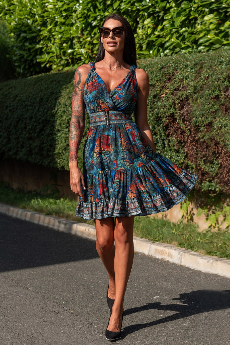 СВОБОДНА РОКЛЯ ОТ ВИСКОЗА С КОПРИНА - AMAZONIA