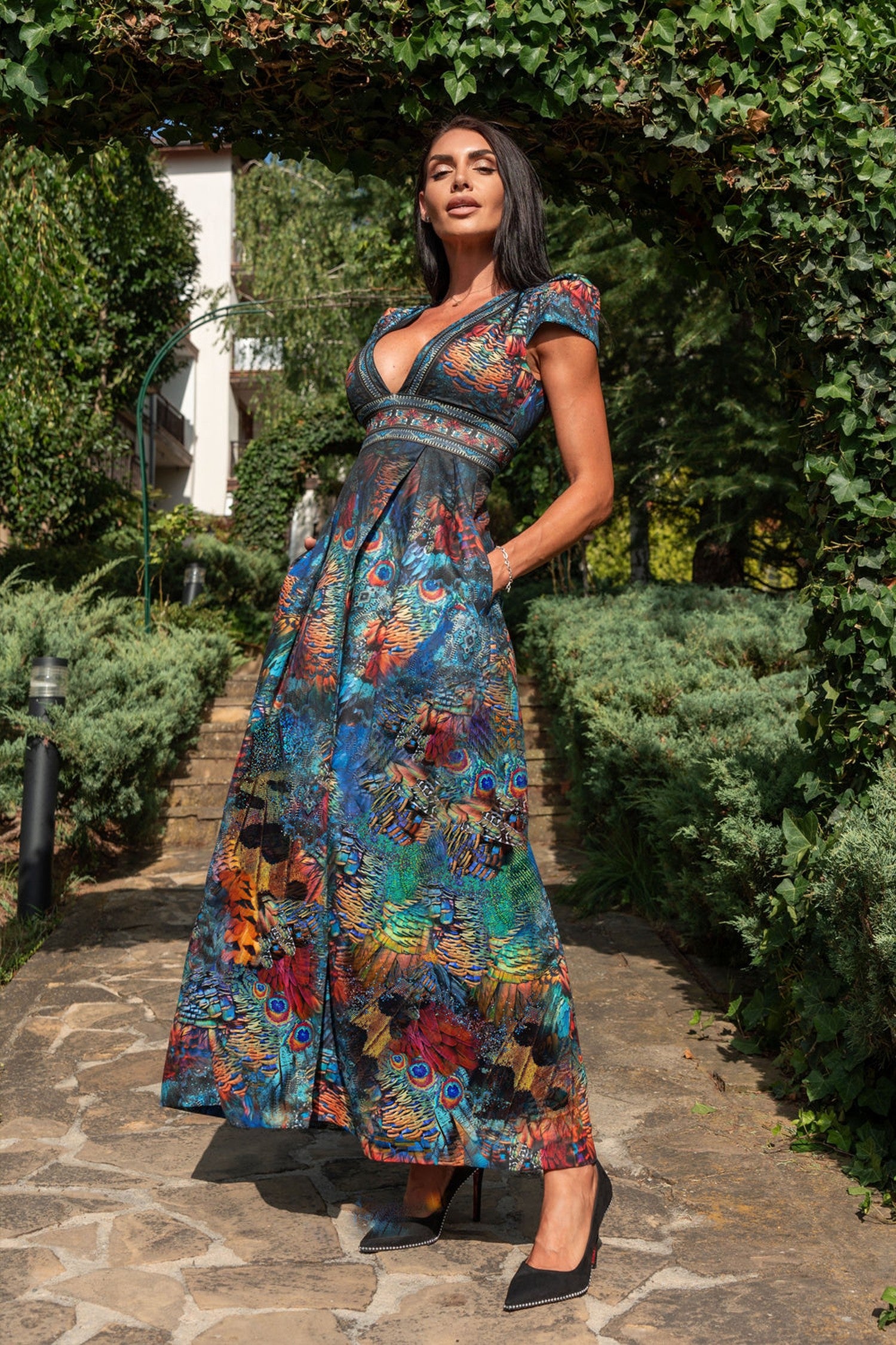 EMPIRE WAIST MAXI DRESS GRACIA LINEN - AMAZONIA