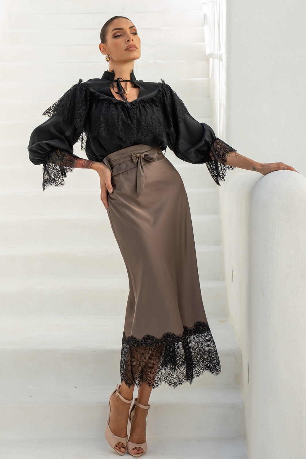 WRAP-STYLE BELT SUEDE-LIKE IN MOCHA - ESSENTIALS - JIORO  КОЛАН ОТ ВЕЛУР В ЦВЯТ МОКА - ESSENTIALS JIORO