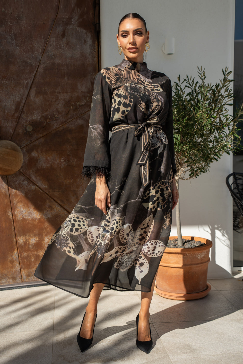 РОКЛЯ КАФТАН ОТ ФРЕНСКИ ШИФОН - LEO ORCHID