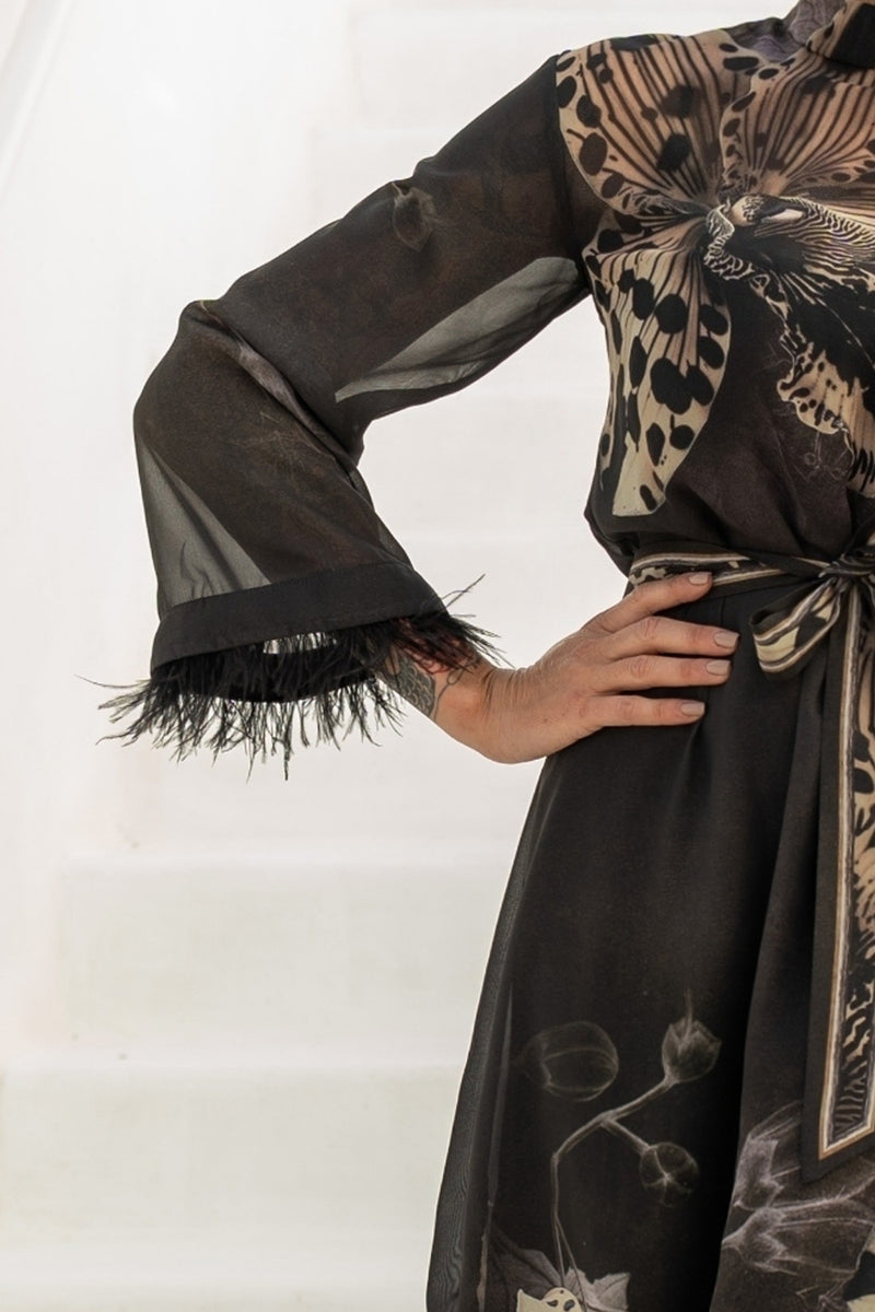 FRENCH CHIFFON CAFTAN DRESS - LEO ORCHID JIORO РОКЛЯ КАФТАН ОТ ФРЕНСКИ ШИФОН - LEO ORCHID JIORO