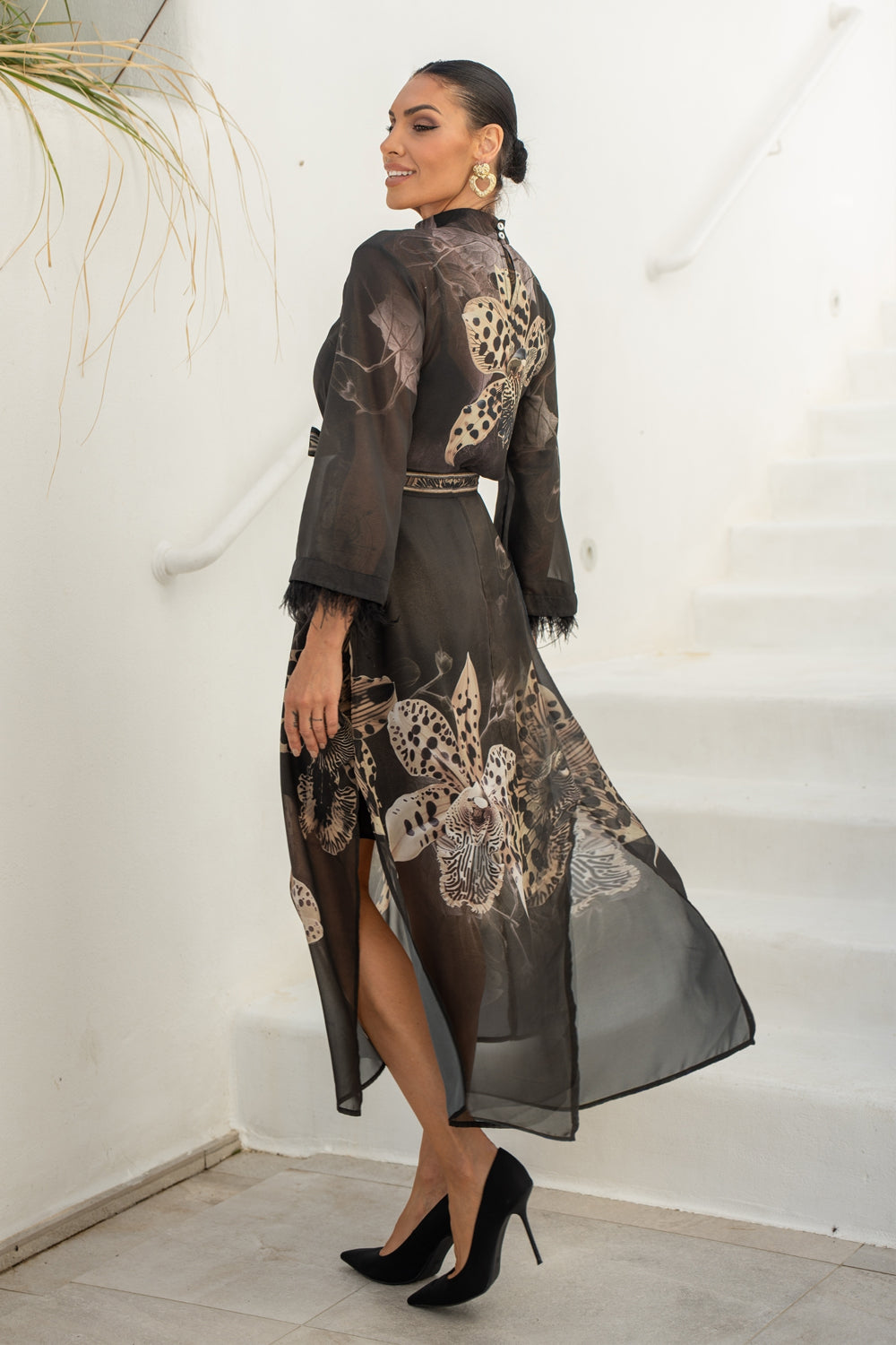 РОКЛЯ КАФТАН ОТ ФРЕНСКИ ШИФОН - LEO ORCHID