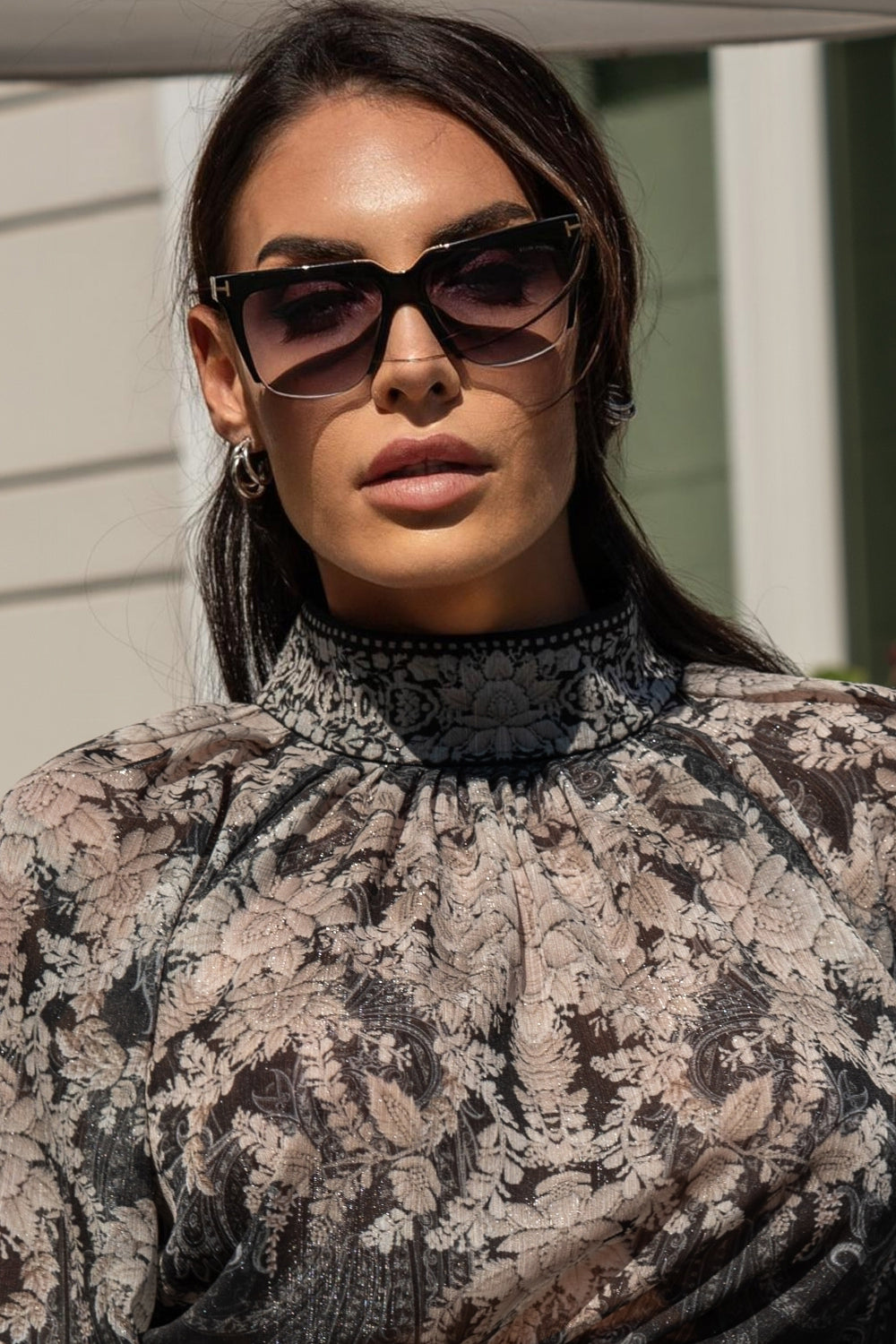 SHIRT WITH STATEMENT SLEEVES - FROZEN LOTUS