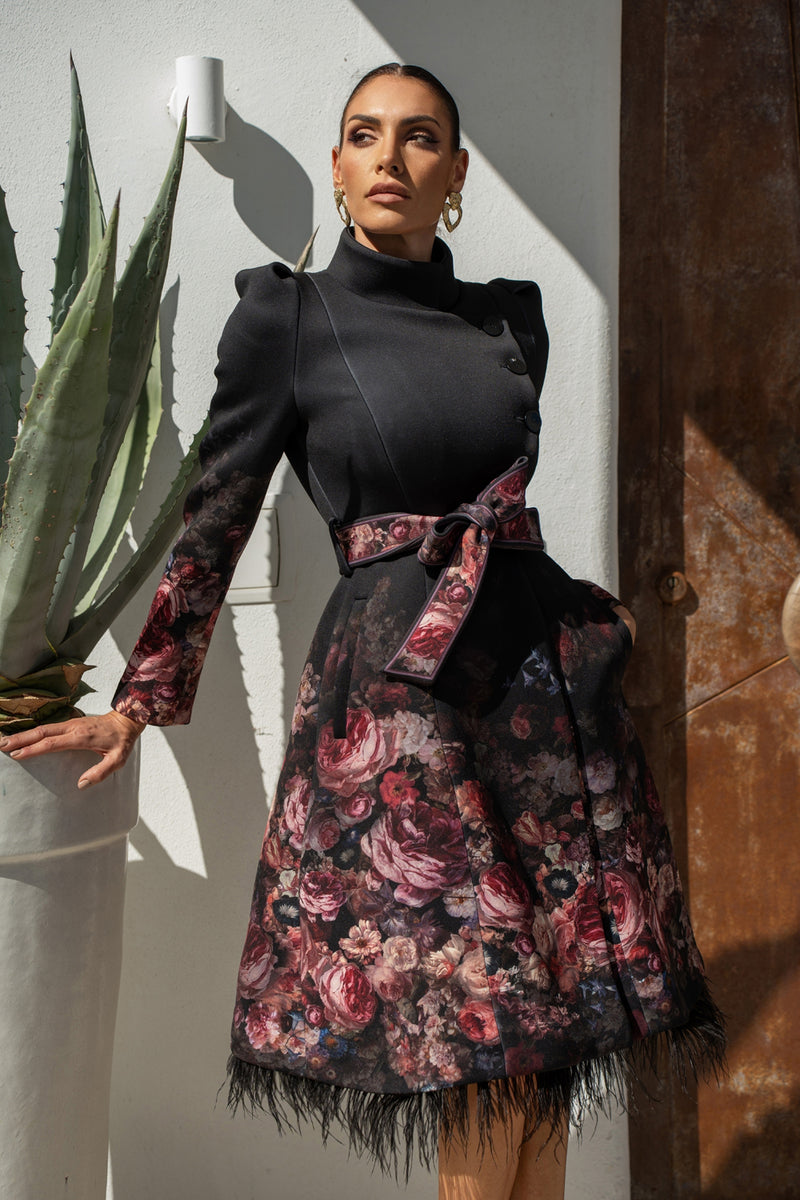 SCUBA NEOPREN COAT - VINTAGE FLOWERS JIORO ПАЛТО ОТ СКУБА НЕОПРЕН - VINTAGE FLOWERS JIORO