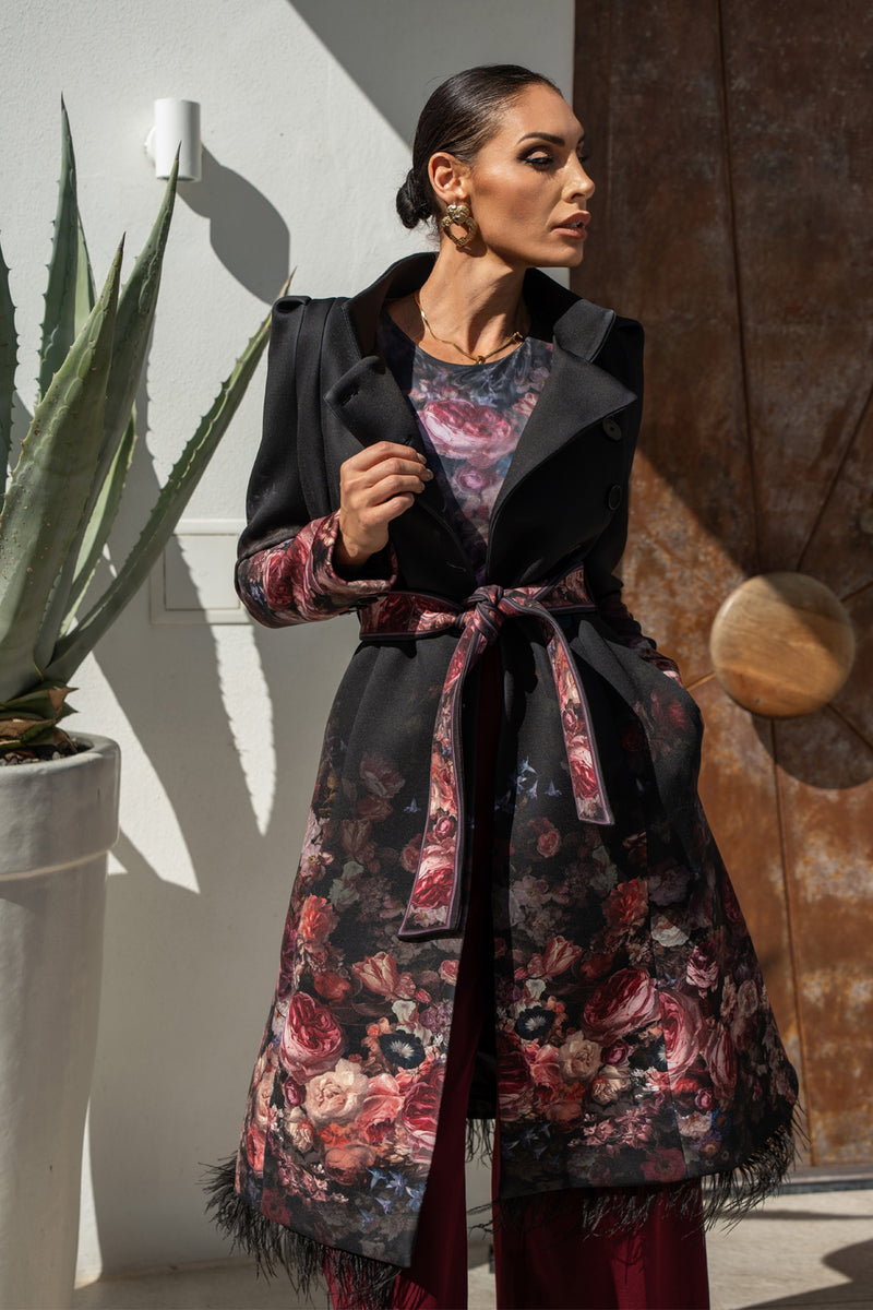 SCUBA NEOPREN COAT - VINTAGE FLOWERS