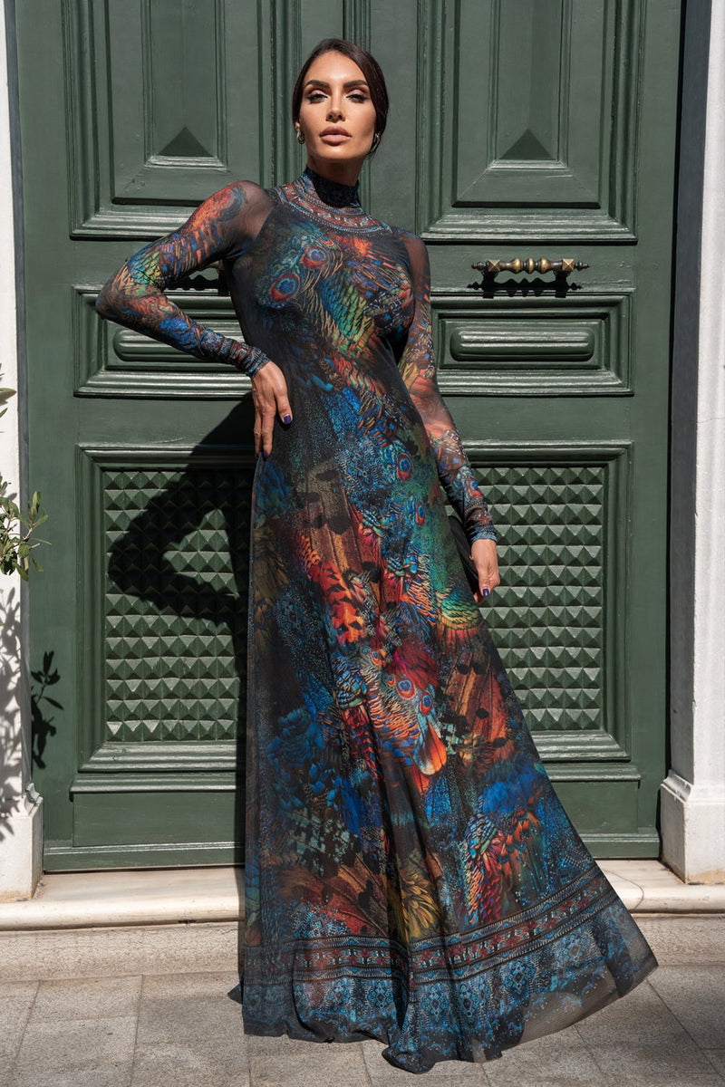 LONG FINE NET DRESS - AMAZONIA JIORO ДЪЛГА РОКЛЯ ОТ ФИНА МРЕЖА - AMAZONIA JIORO
