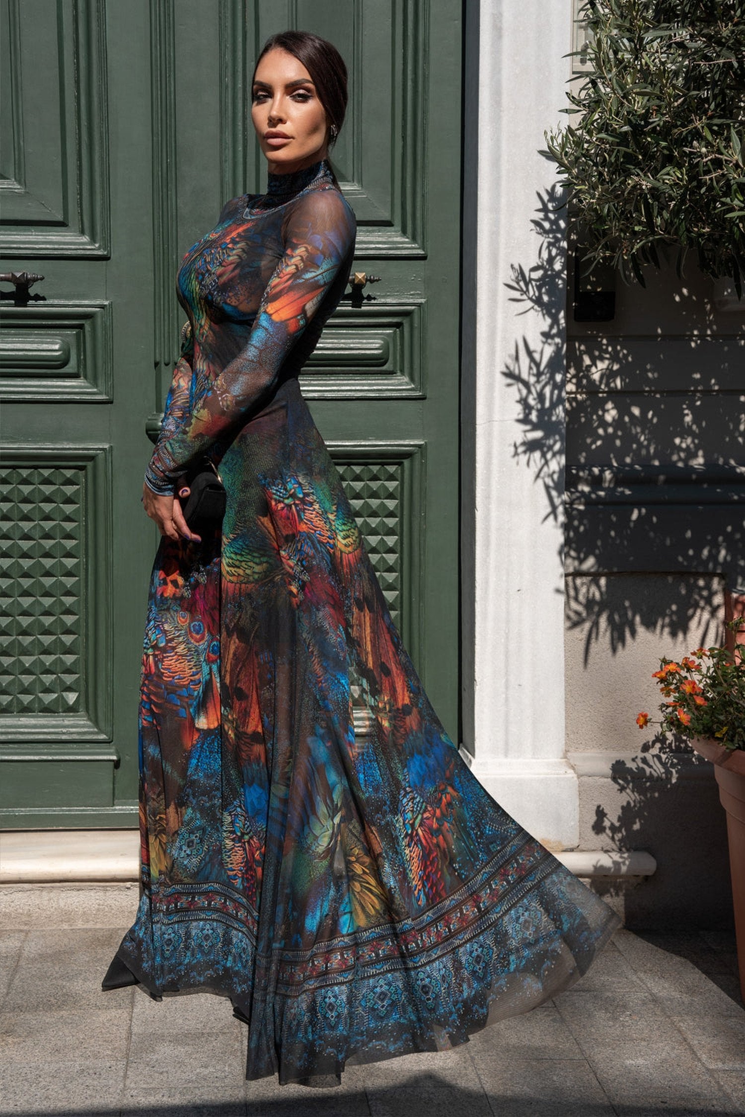 LONG FINE NET DRESS - AMAZONIA
