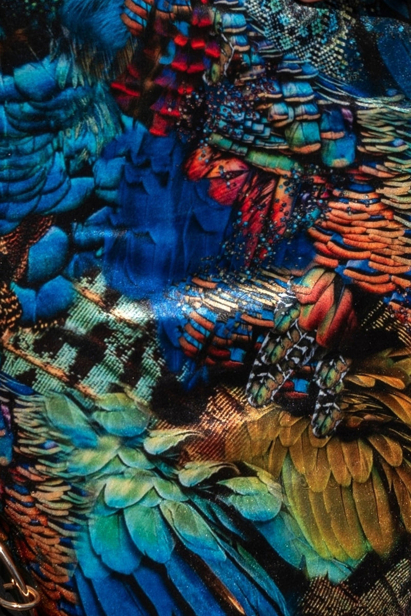 VELVET DRESS WITH SOFT NECKLINE AND RIBBON DETAILS - AMAZONIA