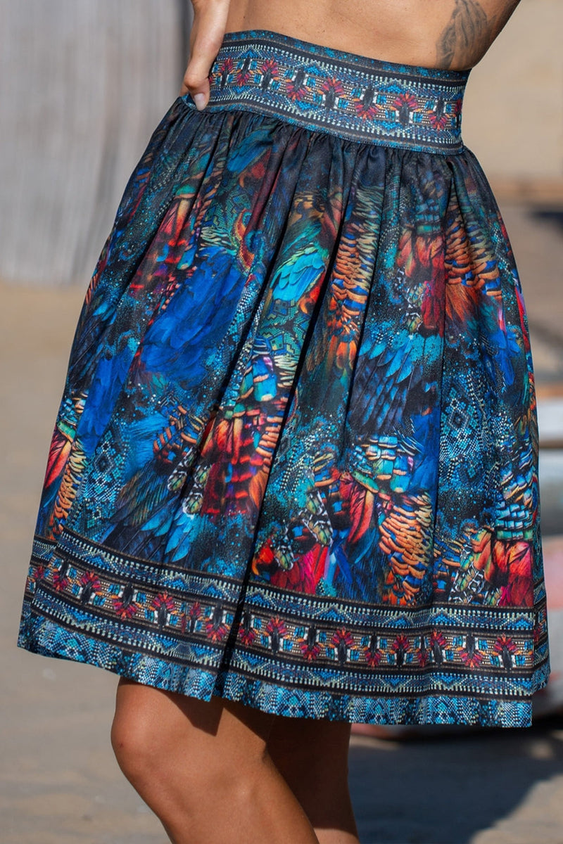 FLARED SKIRT WITH ELASTIC WAIST WITH LINEN FEEL - AMAZONIA