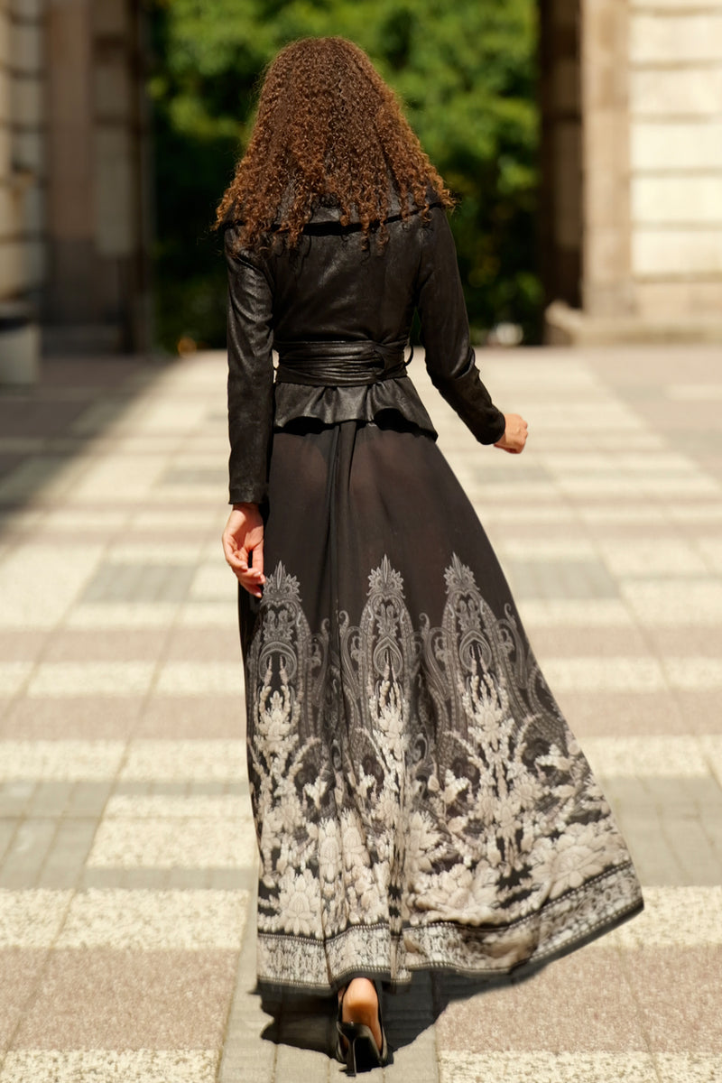 БЛЕЙЗЕР С ШАЛ ЯКА  ОТ ВЕЛУР В ЧЕРНО - ESSENTIALS