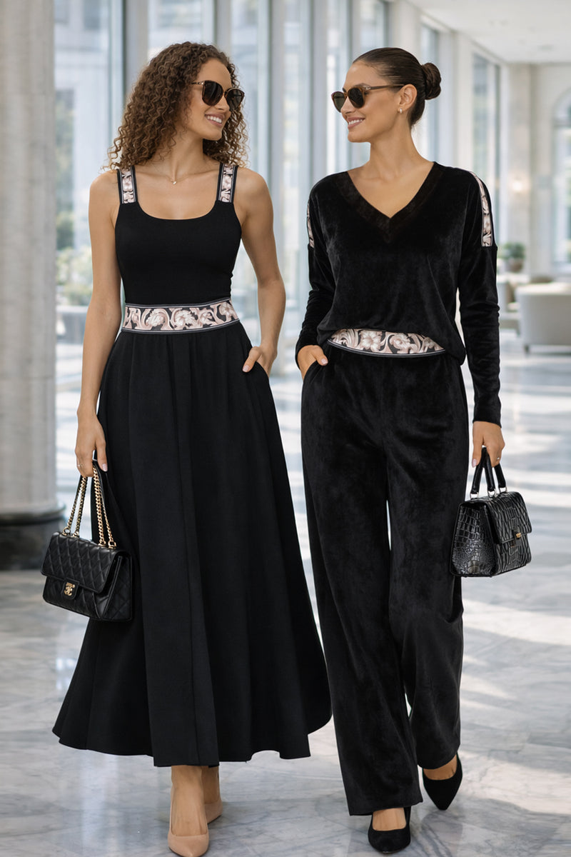 LOOSE SQUARE-CUT VELVET BLOUSE IN BLACK - ESSENTIALS