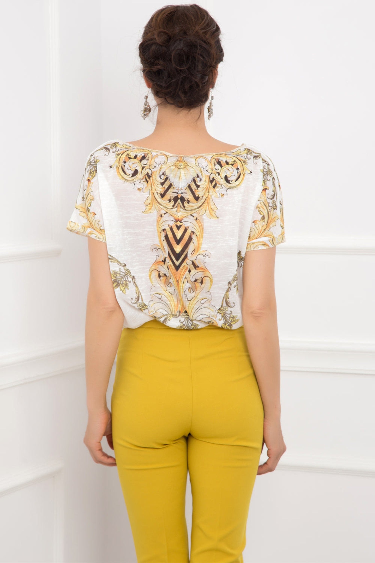 LOOSE COTTON-BLEND PRINTED TOP