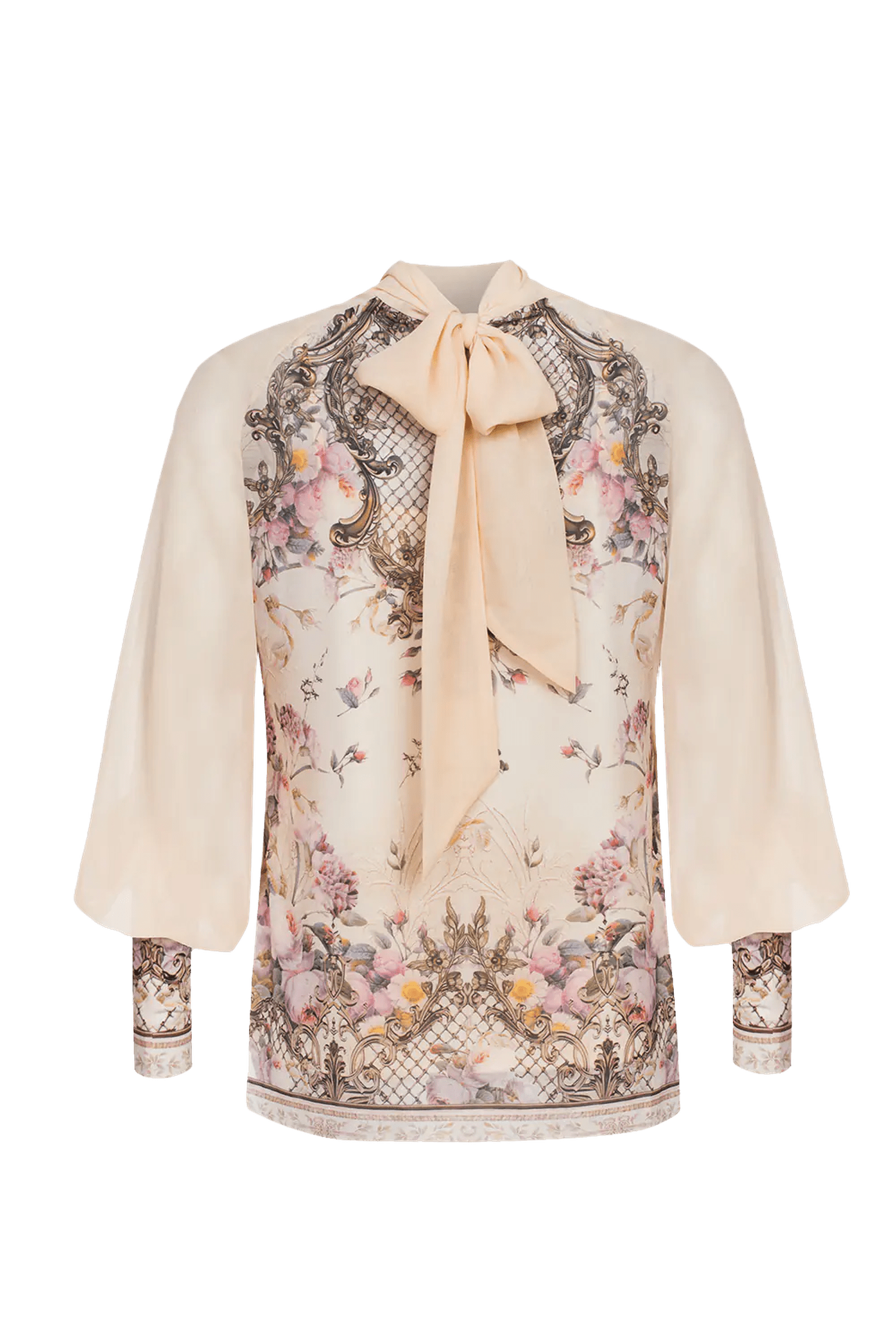 2-IN-1 DESIGNER CHIFFON BLOUSE AND TOP - BAROQUE FLOWERS