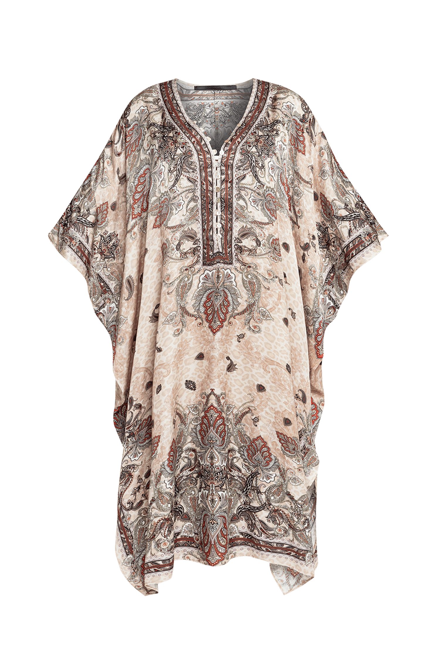 SATIN VISCOSE CAFTAN - PAISLEY BEIGE