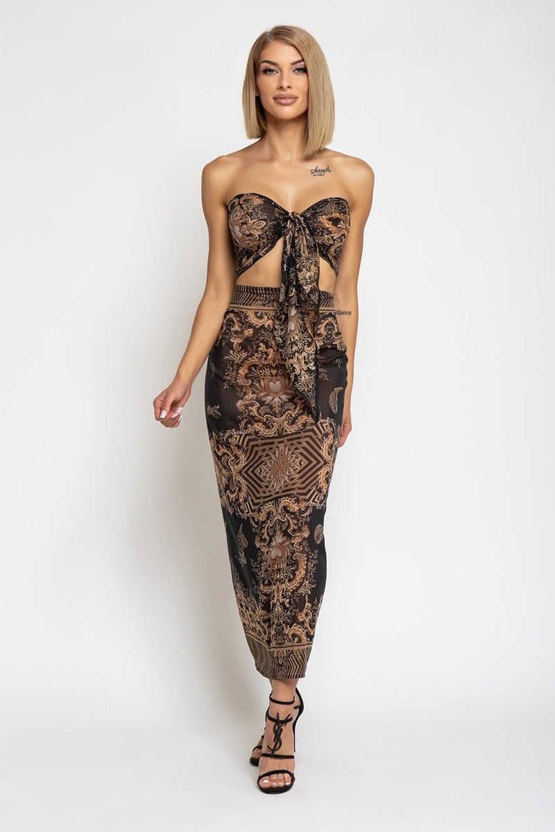 SILK VISCOSE PAREO AND SCARF SET - GOLDEN STRIPES JIORO ПАРЕО ОТ ВИСКОЗА С КОПРИНА - GOLDEN STRIPES JIORO