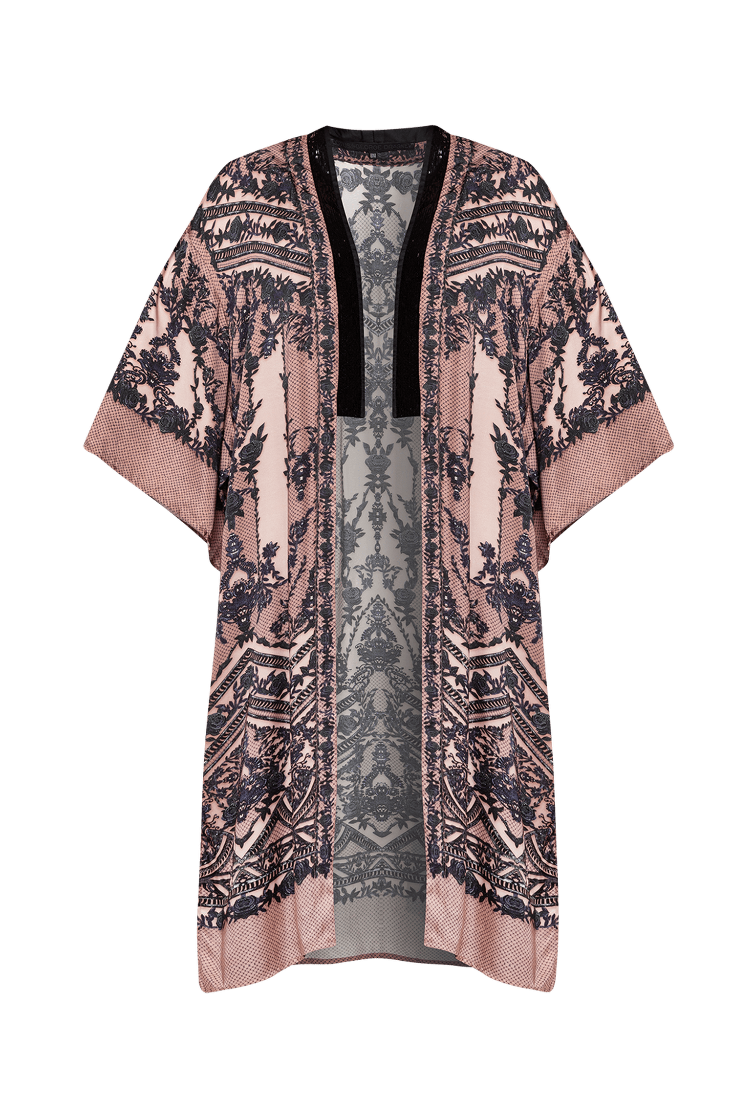 LUXURY SATIN VISCOSE KIMONO - GRAFFITI POWDER