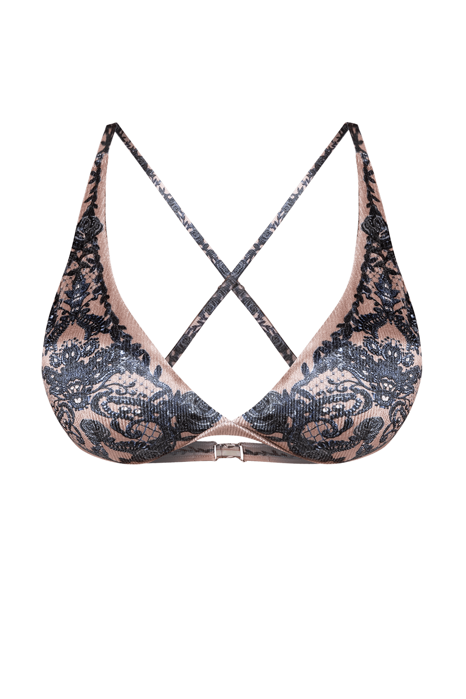 TRIANGLE RIBBED VELVET TOP - GRAFFITI POWDER