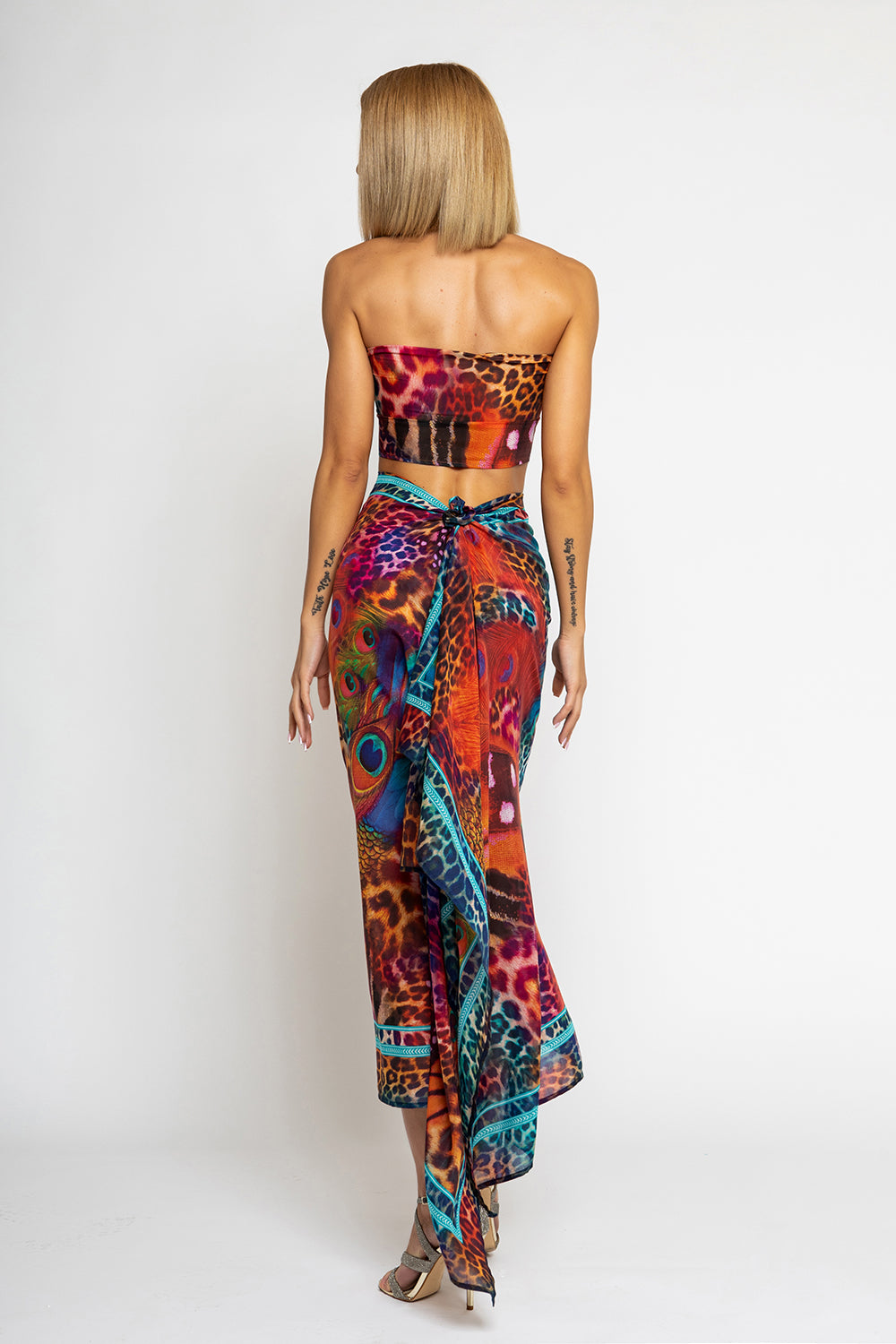 SILK AND COTTON PAREO AND SCARF SET - LEO NEON WILD