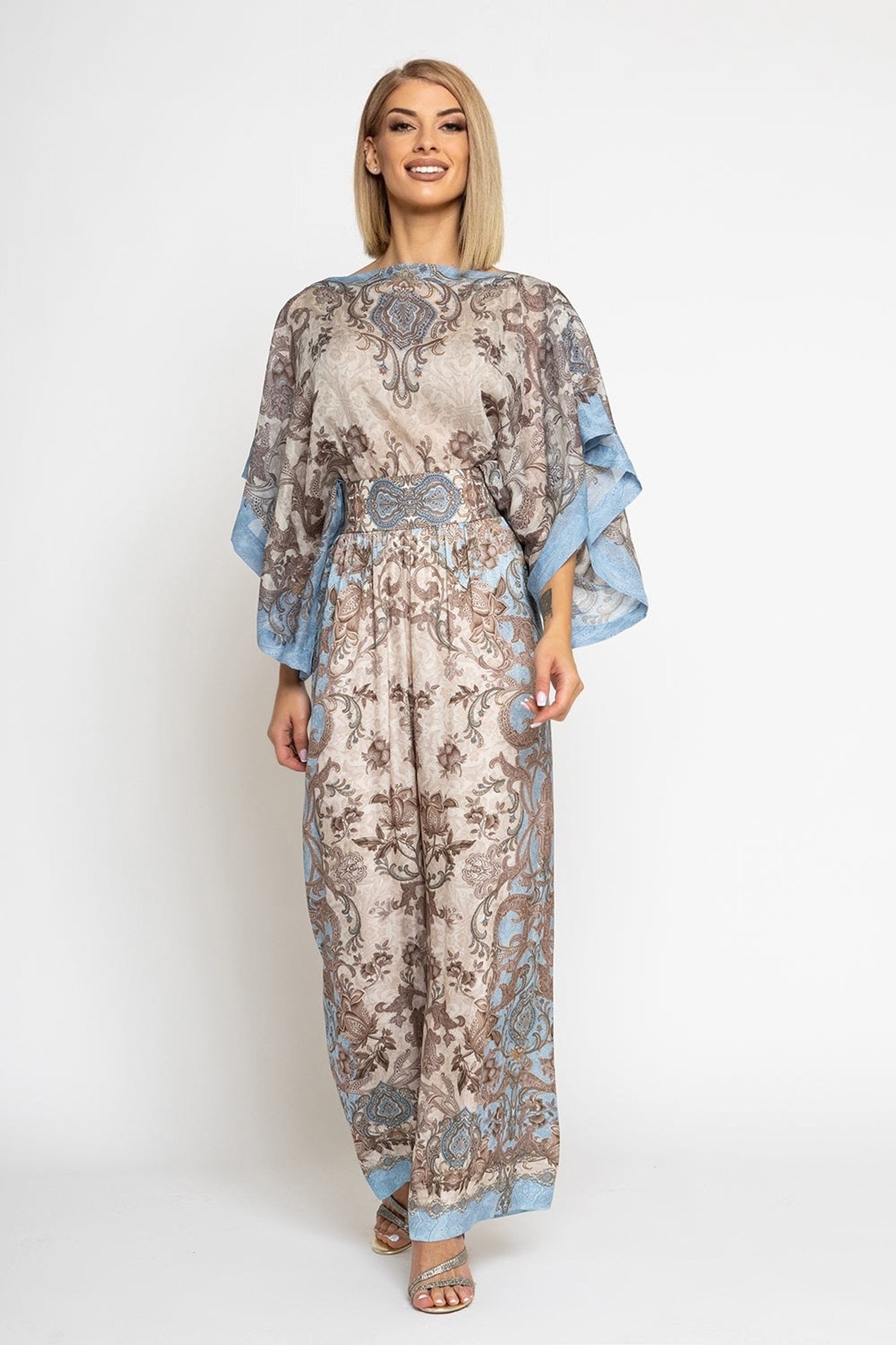 SILK COTTON LOOSE-FIT BLOUSE - PAISLEY SKY
