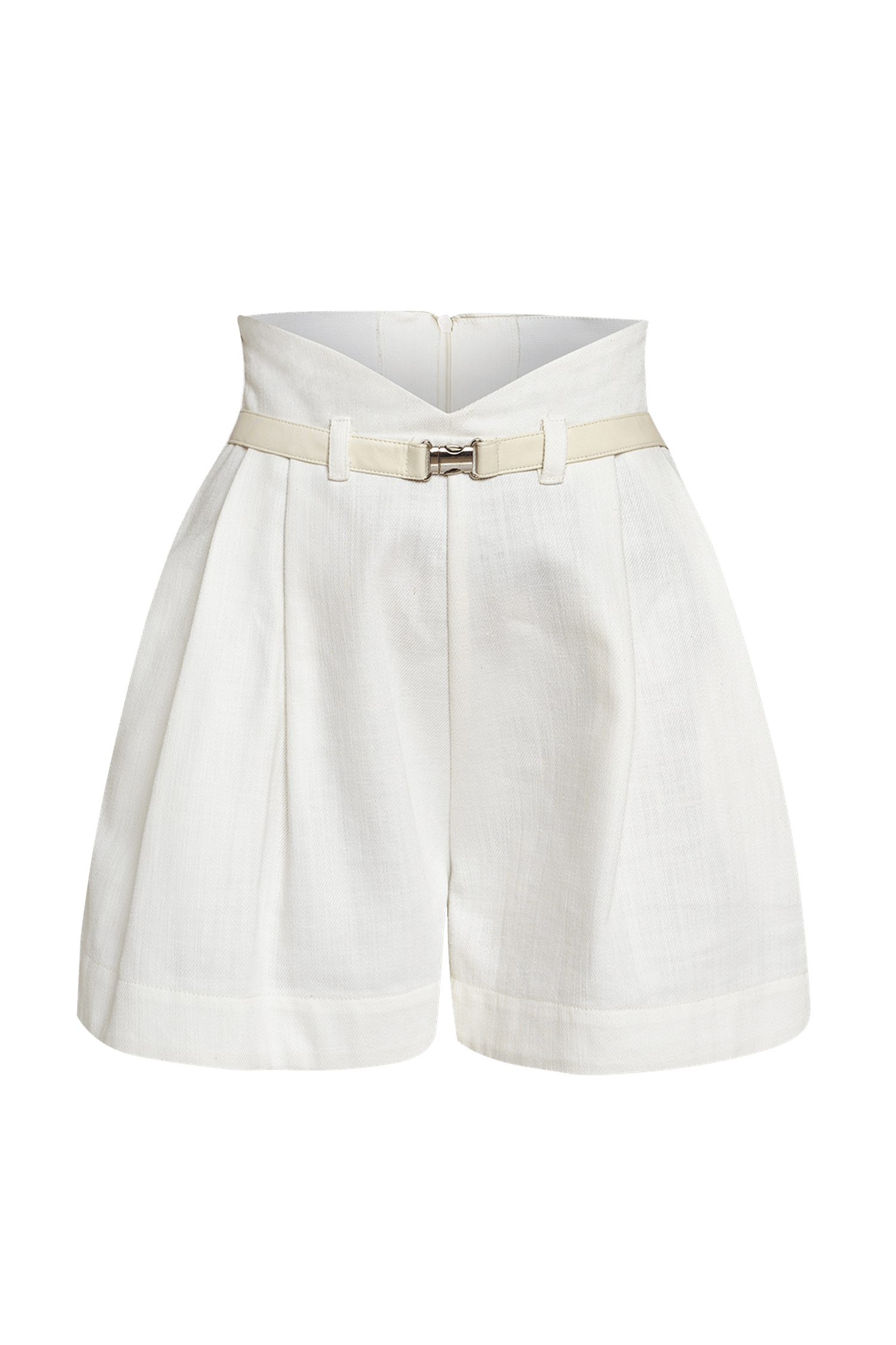 HIGH WAIST WHITE DENIM BERMUDA - ESSENTIALS
