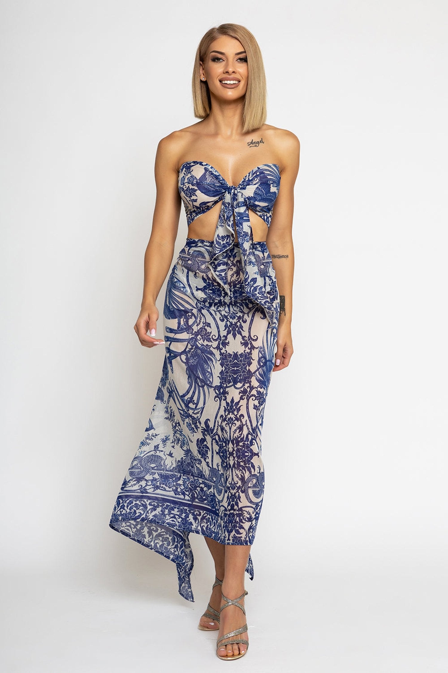 COTTON SILK PAREO AND SCARF SET - ASIA SKY