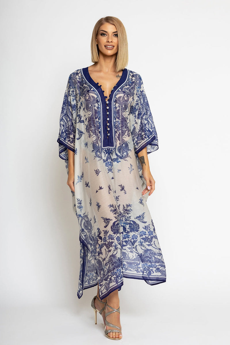 SILK COTTON CAFTAN - ASIA SKY