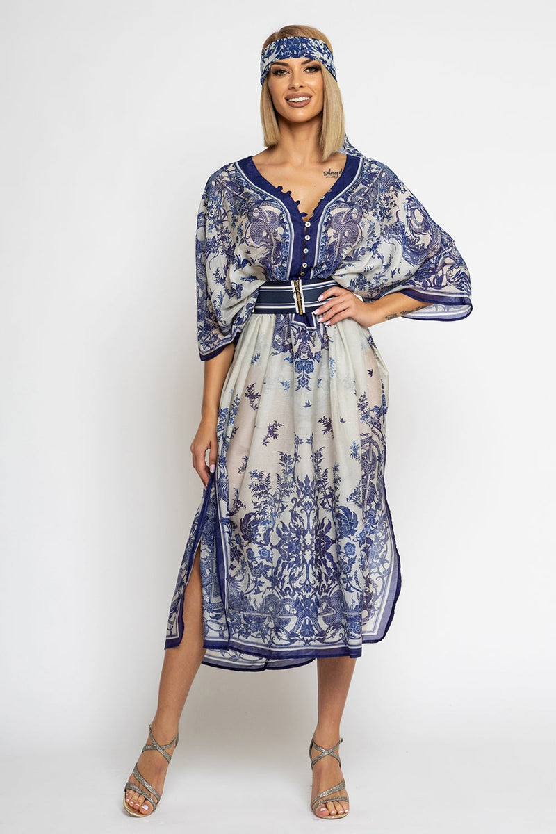 SILK COTTON CAFTAN - ASIA SKY