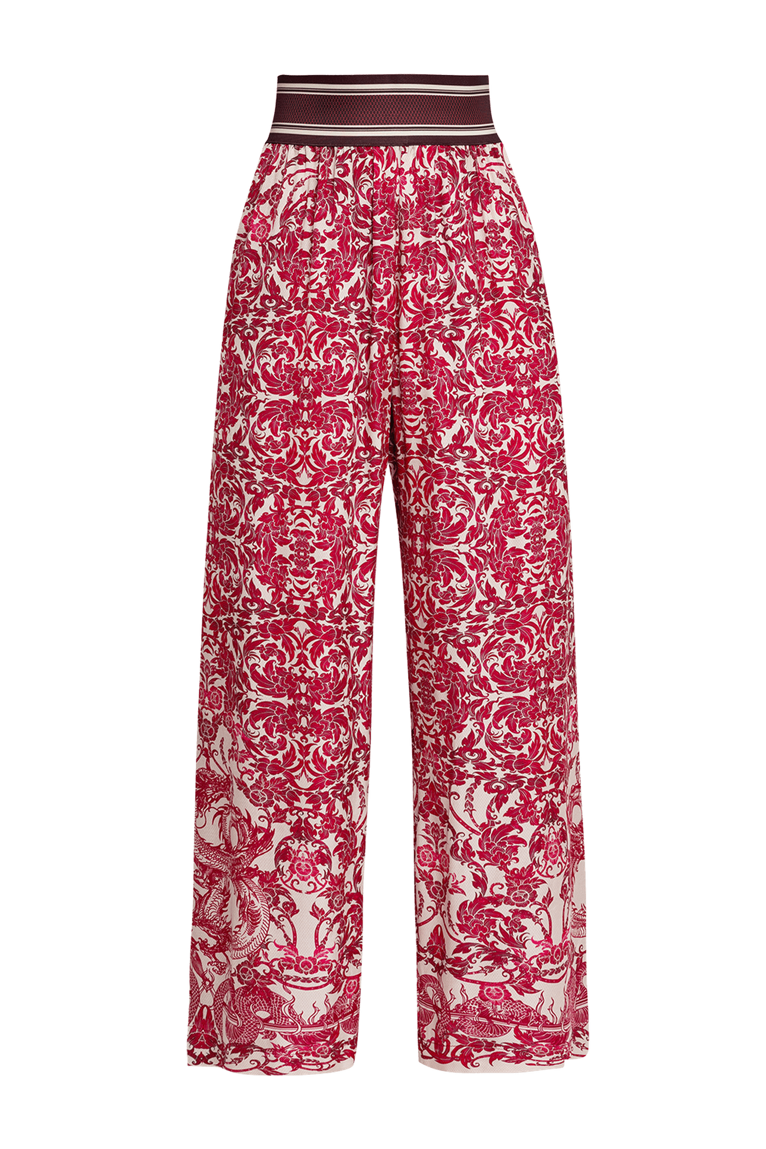 LOOSE PANTS AND VISCOSE SCARF SET - ASIA BORDEAUX