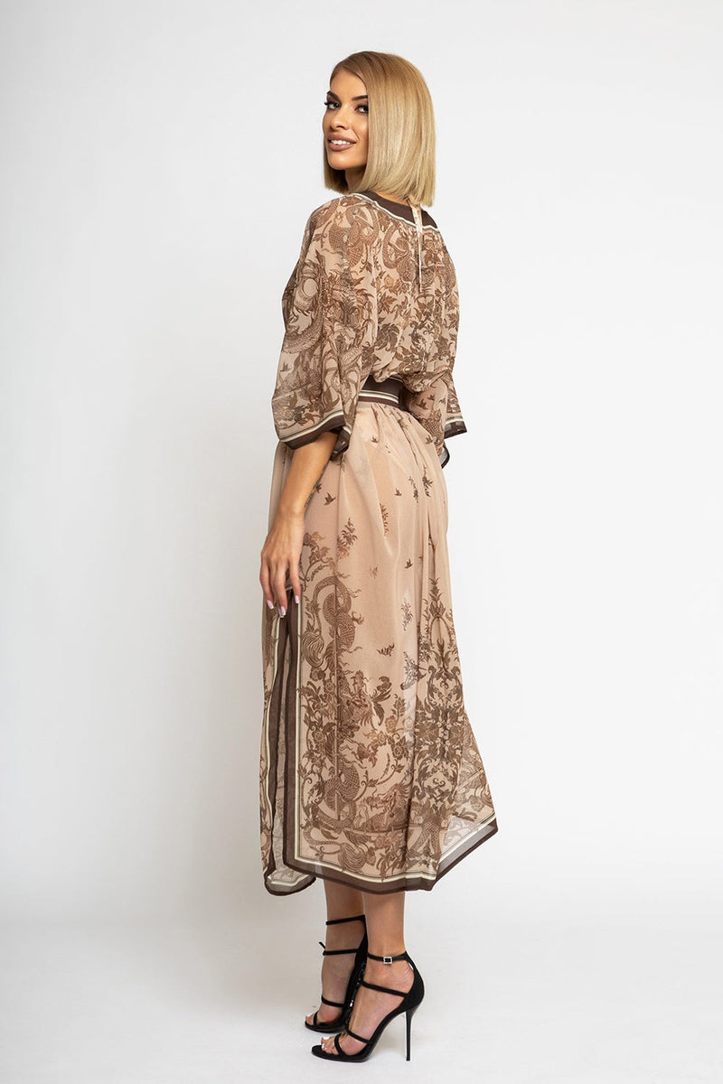 CHIFFON CAFTAN DRESS - ASIA BEIGE