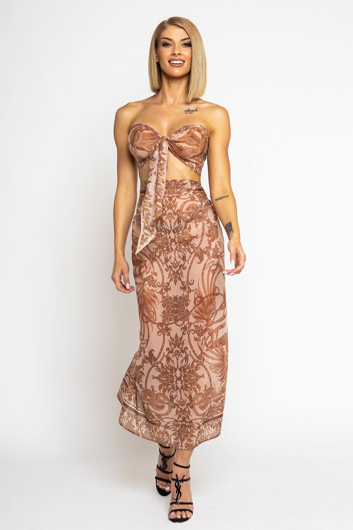 COTTON SILK PAREO AND SCARF SET - ASIA BEIGE