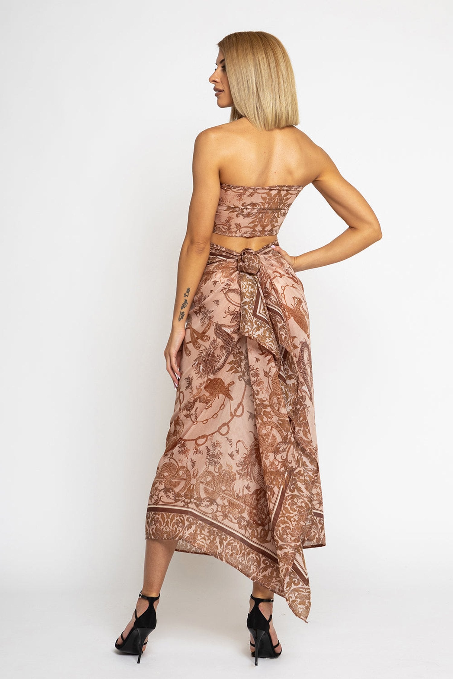 COTTON SILK PAREO AND SCARF SET - ASIA BEIGE