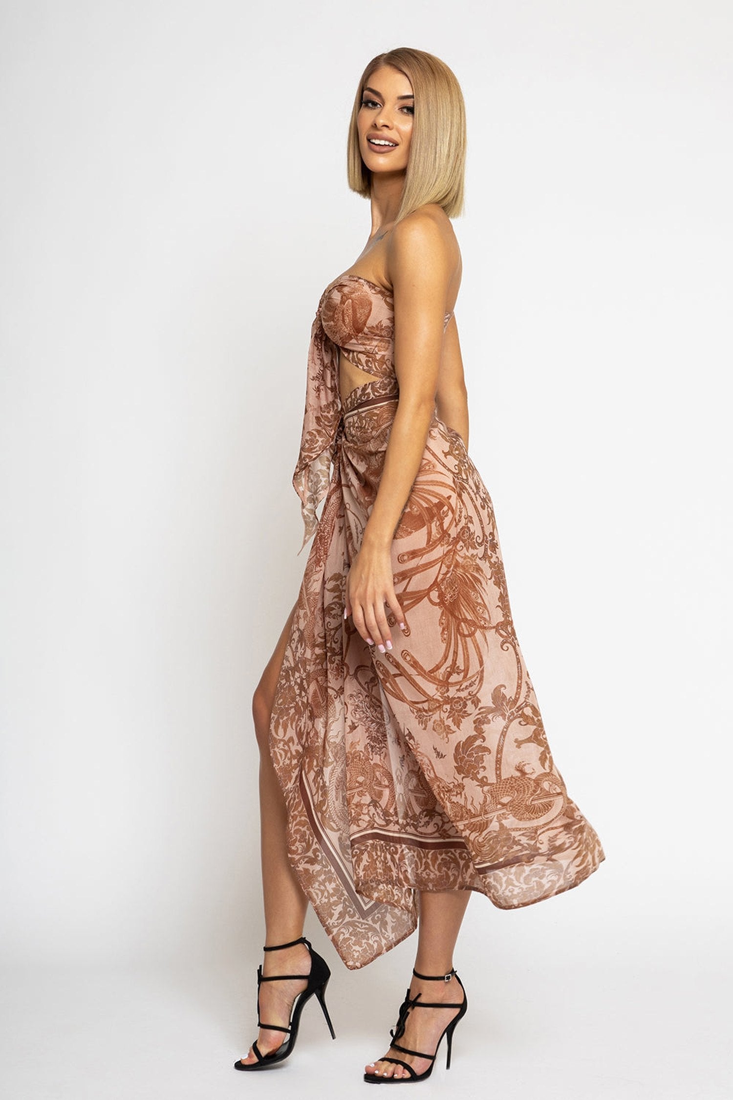 COTTON SILK PAREO AND SCARF SET - ASIA BEIGE