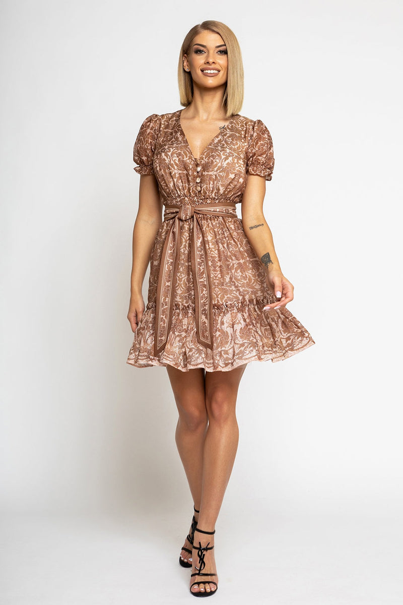 РАЗКРОЕНА РОКЛЯ ОТ ШИФОН - ASIA BEIGE