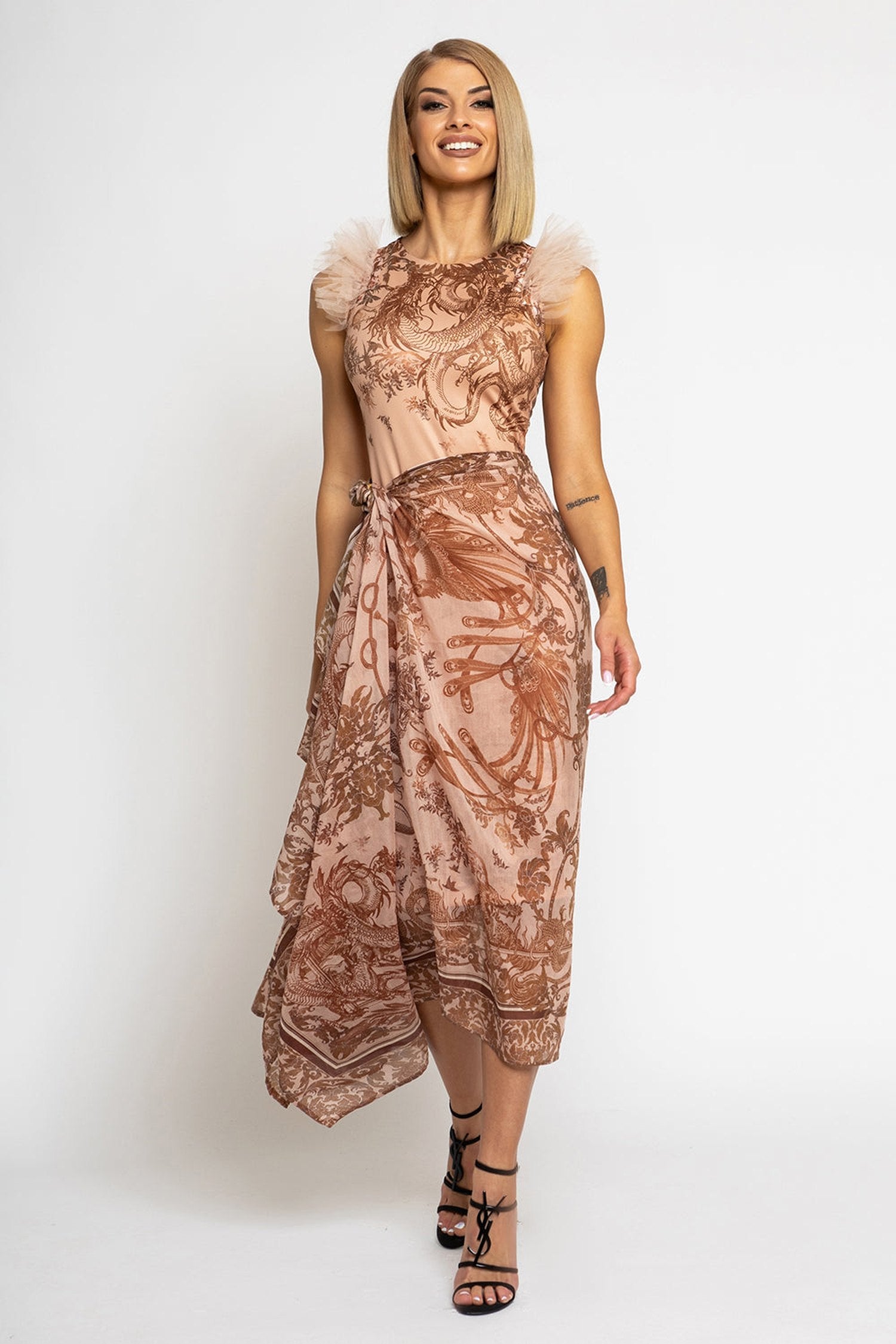 COTTON SILK PAREO AND SCARF SET - ASIA BEIGE