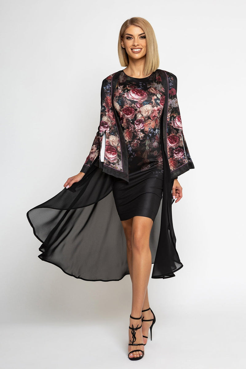 ELEGANT CHIFFON COAT - VINTAGE FLOWERS JIORO ЕЛЕГАНТНА НАМЕТКА С ШИФОН - VINTAGE FLOWERS JIORO