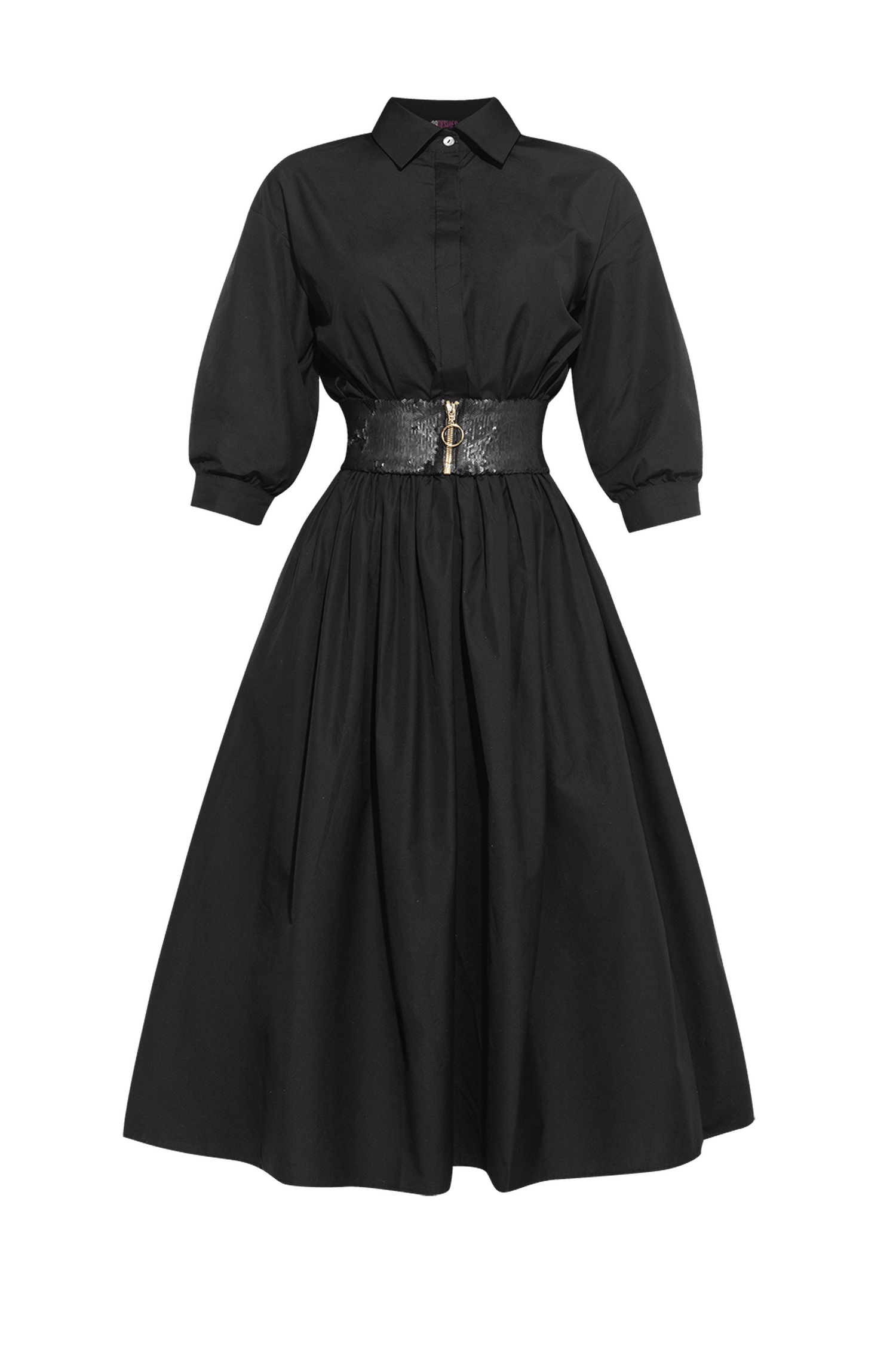 LOOSE POPLIN DRESS WITH BELT - ESSENTIALS