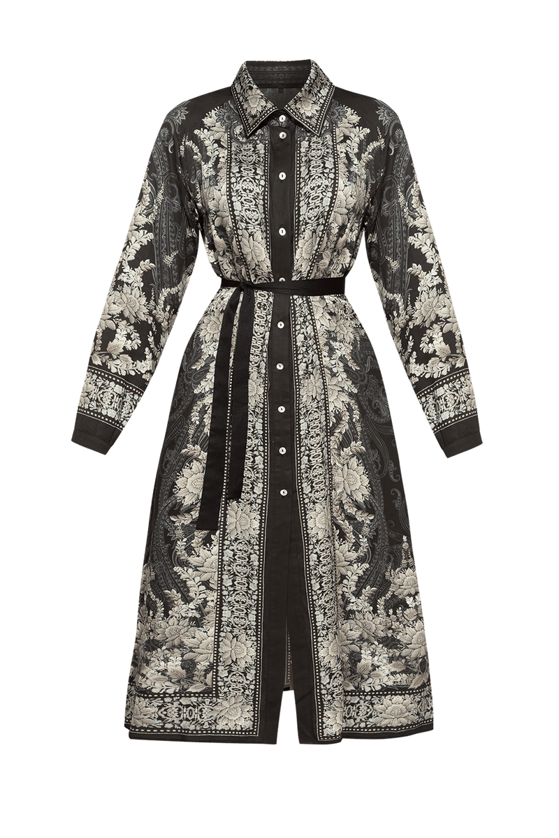 VISCOSE SHIRT DRESS WITH REMOVABLE BELT - FROZEN LOTUS JIORO РИЗО-РОКЛЯ ОТ ВИСКОЗА С ПОДВИЖЕН КОЛАН - FROZEN LOTUS JIORO