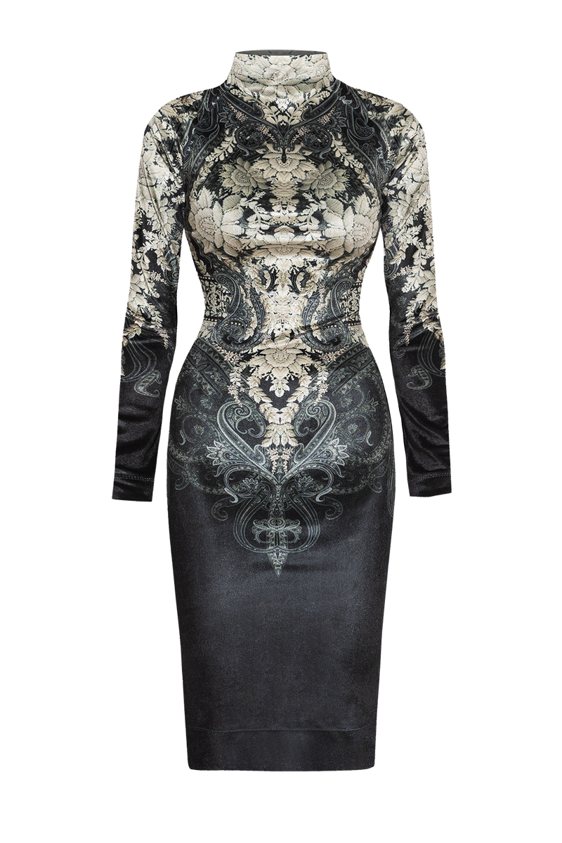 VELVET DRESS - FROZEN LOTUS JIORO ВТАЛЕНА РОКЛЯ ОТ КАДИФЕ - FROZEN LOTUS