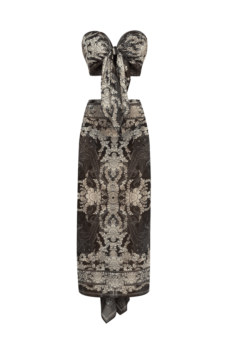 SILK VISKOSE SET OF PAREO AND SCARF - FROZEN LOTUS JIORO СЕТ ПАРЕО И ШАЛ ОТ ВИСКОЗА С КОПРИНА - FROZEN LOTUS JIORO