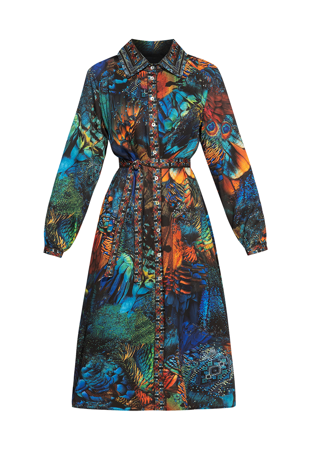 VISCOSE SHIRT DRESS WITH DETACHABLE BELT - AMAZONIA