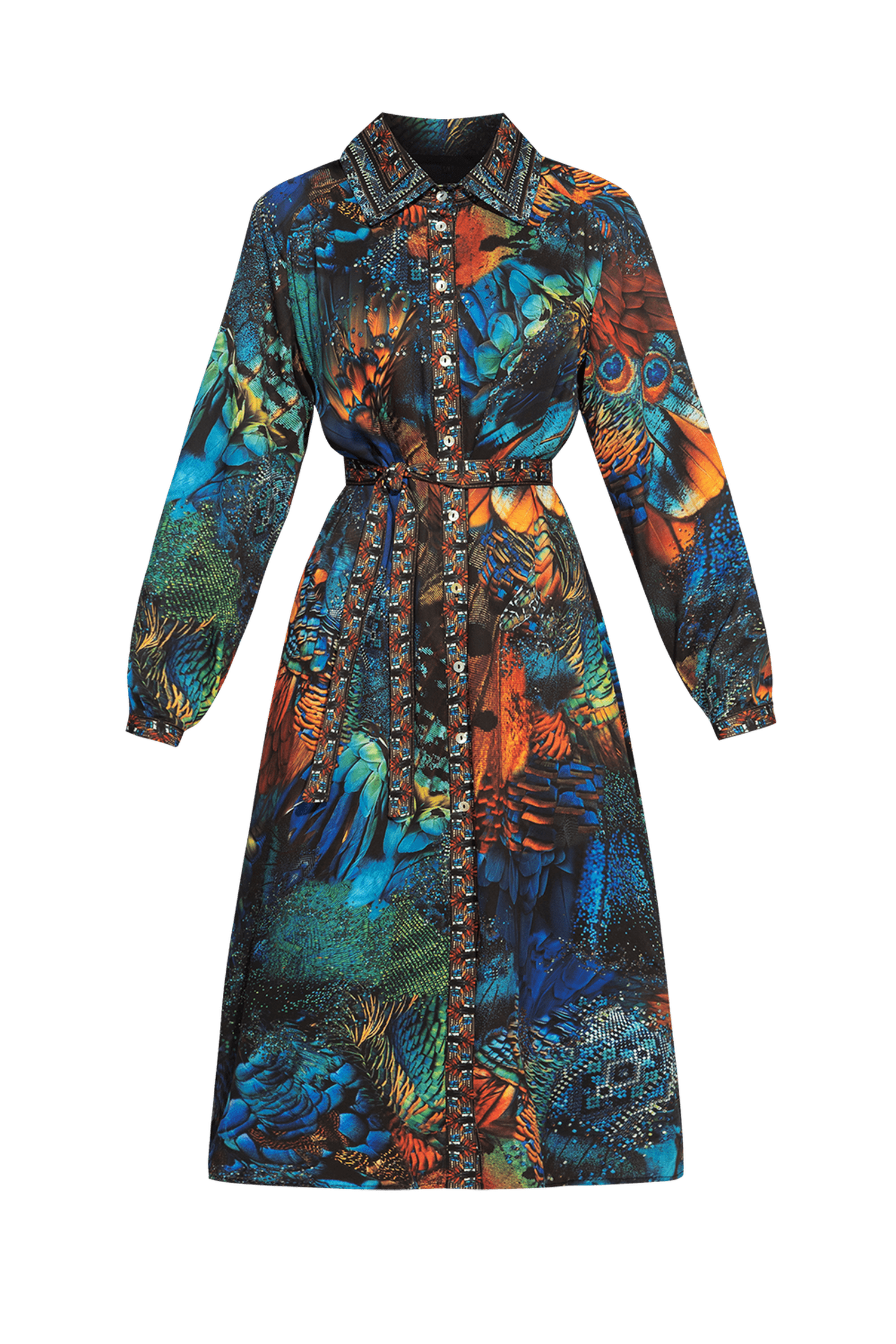 VISCOSE SHIRT DRESS WITH DETACHABLE BELT - AMAZONIA