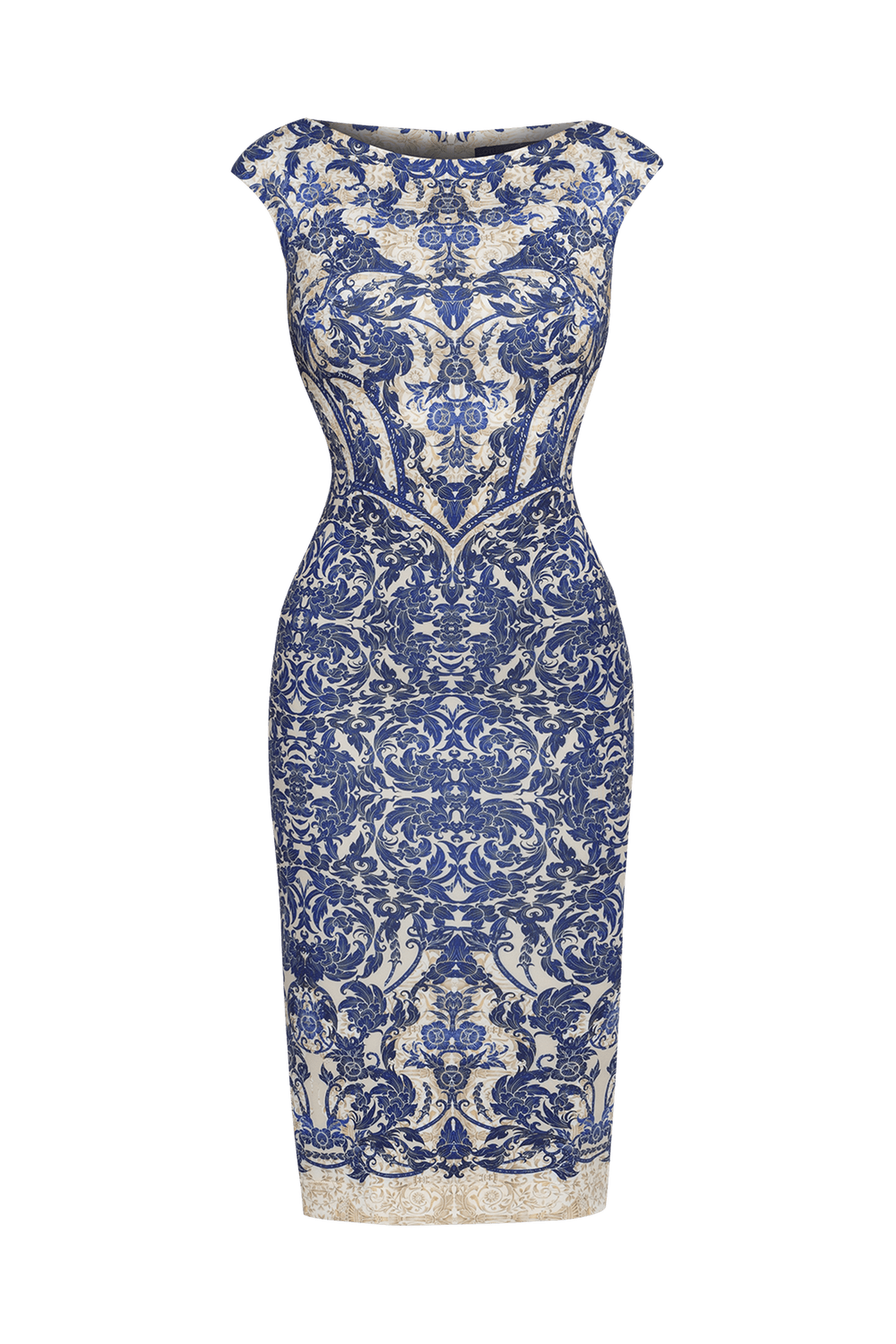 DRESS WITH DECORATIVE TRIM – ASIA SKY
