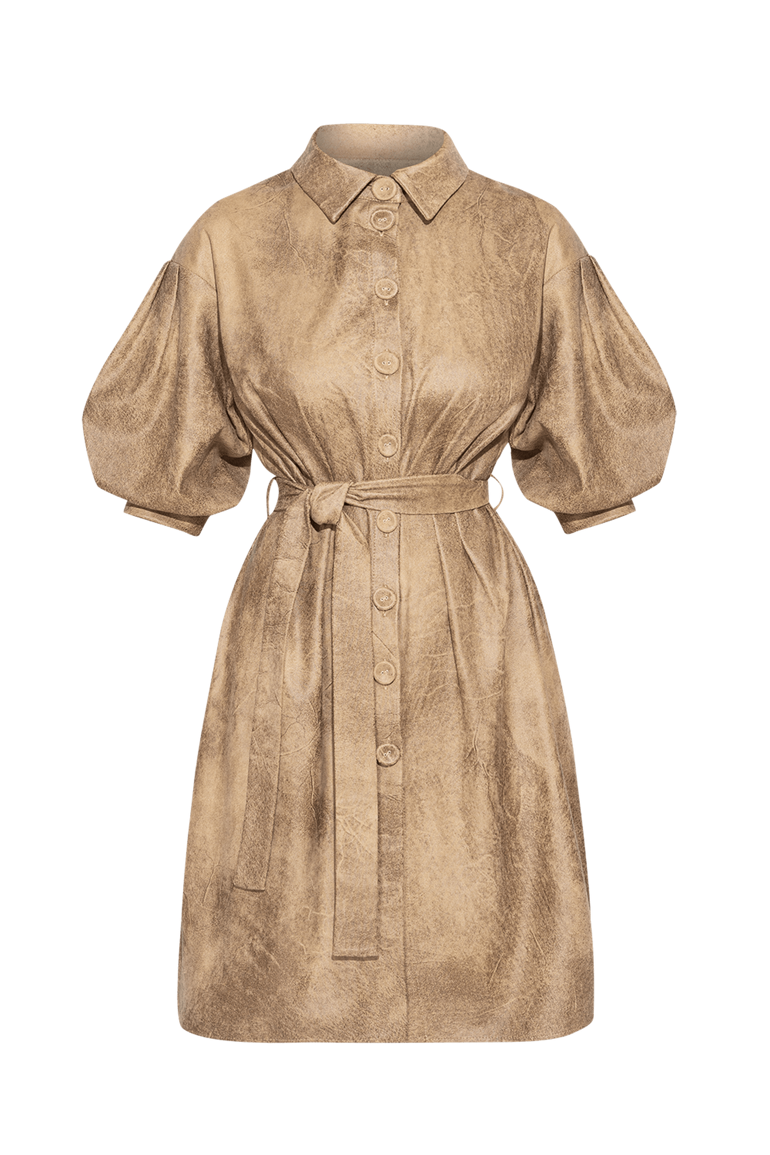 SUEDE-LOOK SHIRT DRESS IN CAPPUCINO - ESSENTIALS